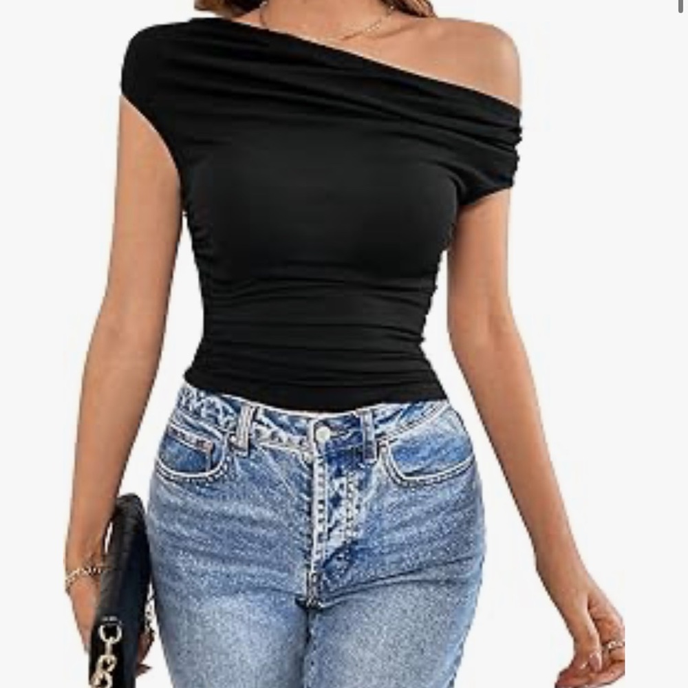 Asymmetrical off the shoulder top